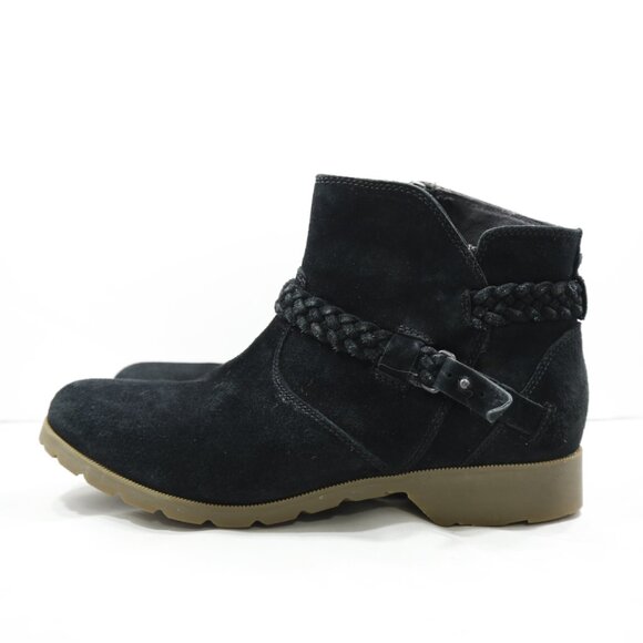 TEVA Delavina Black Suede Leather Braid Buckle Ankle Boots - 10 - Picture 1 of 7
